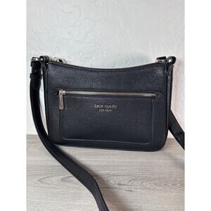 Kate Spade New York Hudson Medium Pebbled Leather Crossbody Bag Black Gold